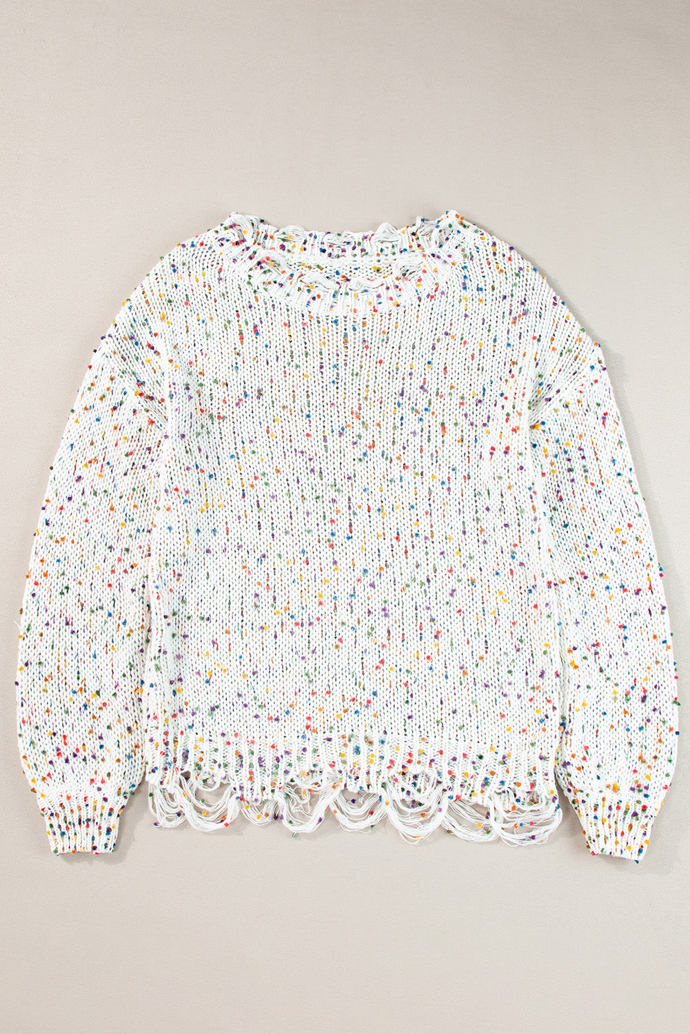 Confetti Round Neck Dropped Shoulder Sweater