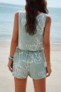 Devine Printed Cropped Tank and Shorts Set