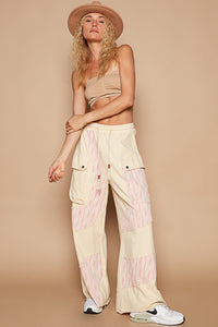 POL Crochet Contrast Drawstring Wide Leg Pants