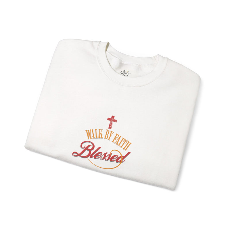 Unisex Christian Crewneck Sweatshirt — "Blessed" Faith Cross Graphic