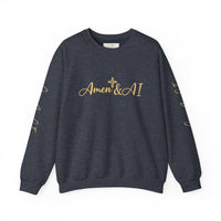 Christian AI Crewneck Sweatshirt - "Amen & AI" Gold Script, "Powered by Prayer, Driven by Data"