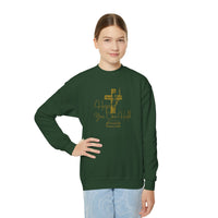 Youth Crewneck Sweatshirt - Gold Glitter Cross “Hope You Can Hold” Christian Tee