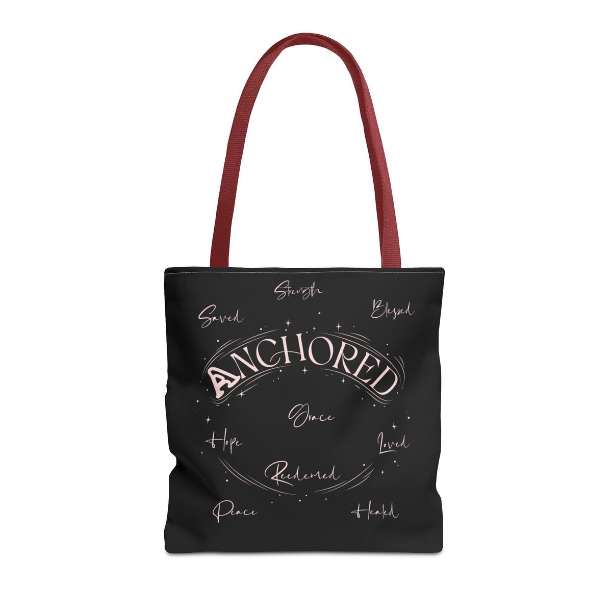 Anchored Inspirational Tote Bag — 'Anchored' Script Design