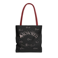 Anchored Inspirational Tote Bag — 'Anchored' Script Design