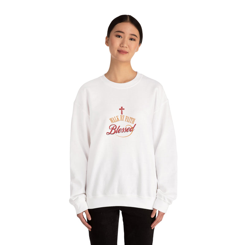 Unisex Christian Crewneck Sweatshirt — "Blessed" Faith Cross Graphic