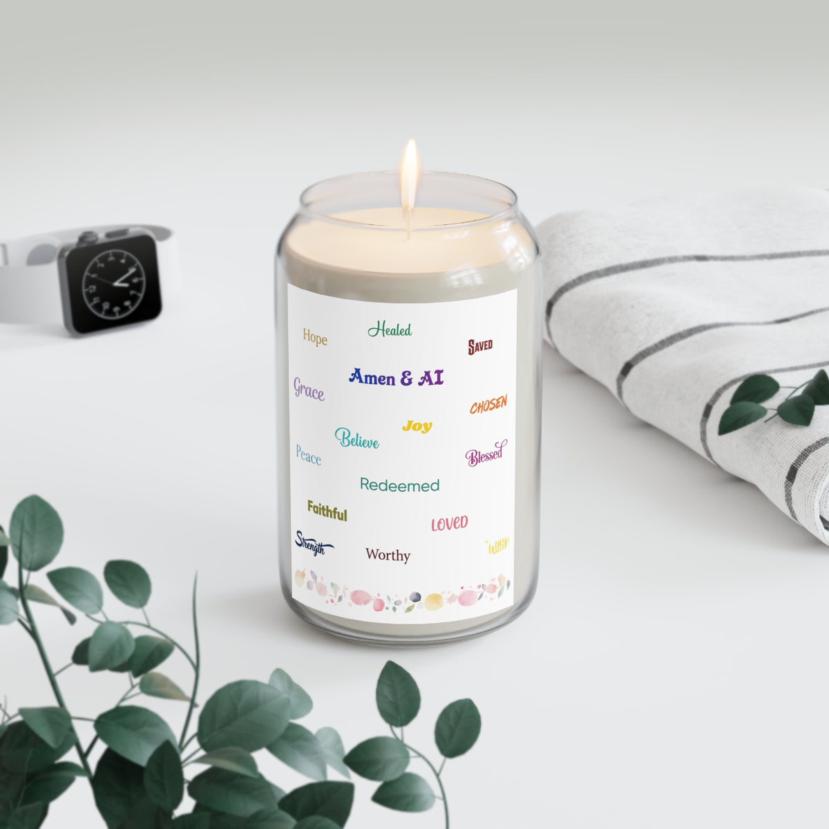 Affirmation Soy Candle — 13.75oz "Amen & Al" Inspirational Words Jar