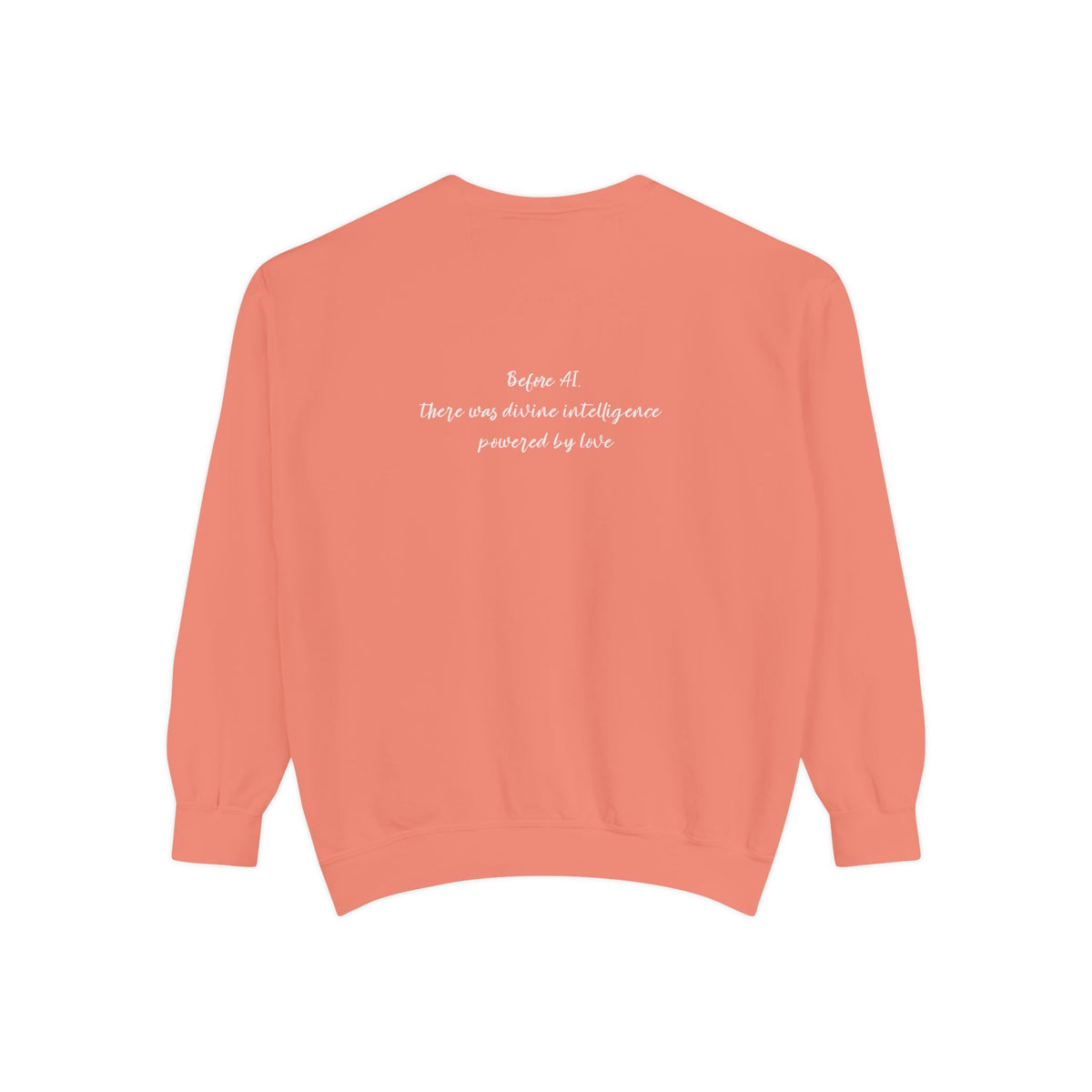 Faith Cross Sweatshirt — "Love is the Original Algorithm" Christian Crewneck