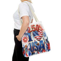 USA 250 Celebration Tote Bag — I Love USA Fireworks Patriotic Shopper