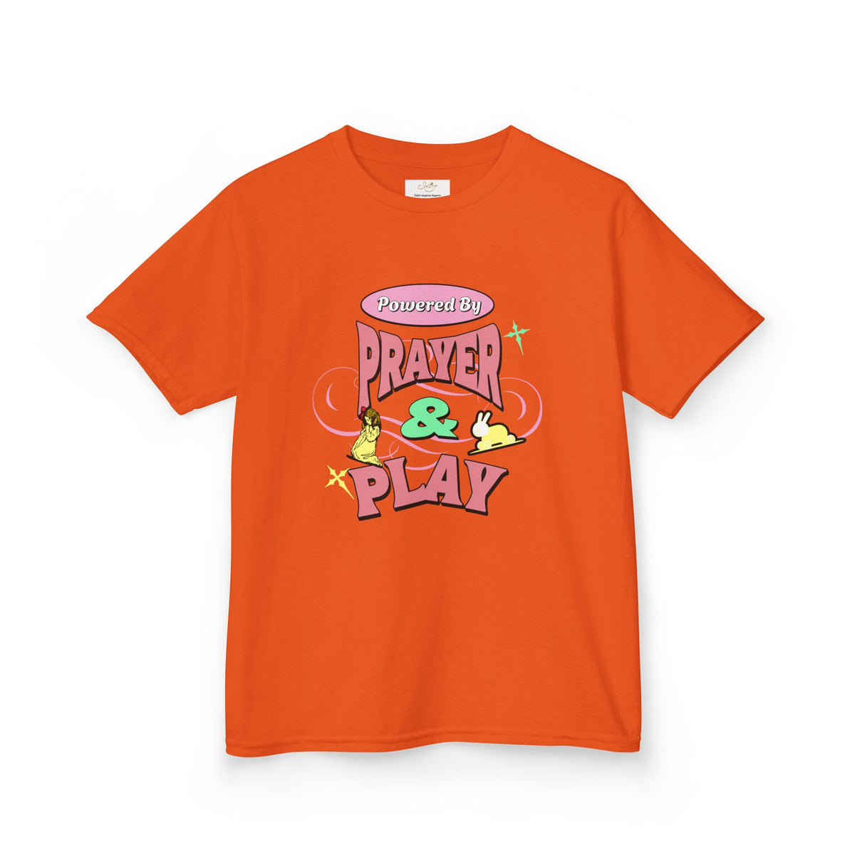 Kids Tee — "Prayer & Play" Cute Christian Shirt (Blessed Back Design)