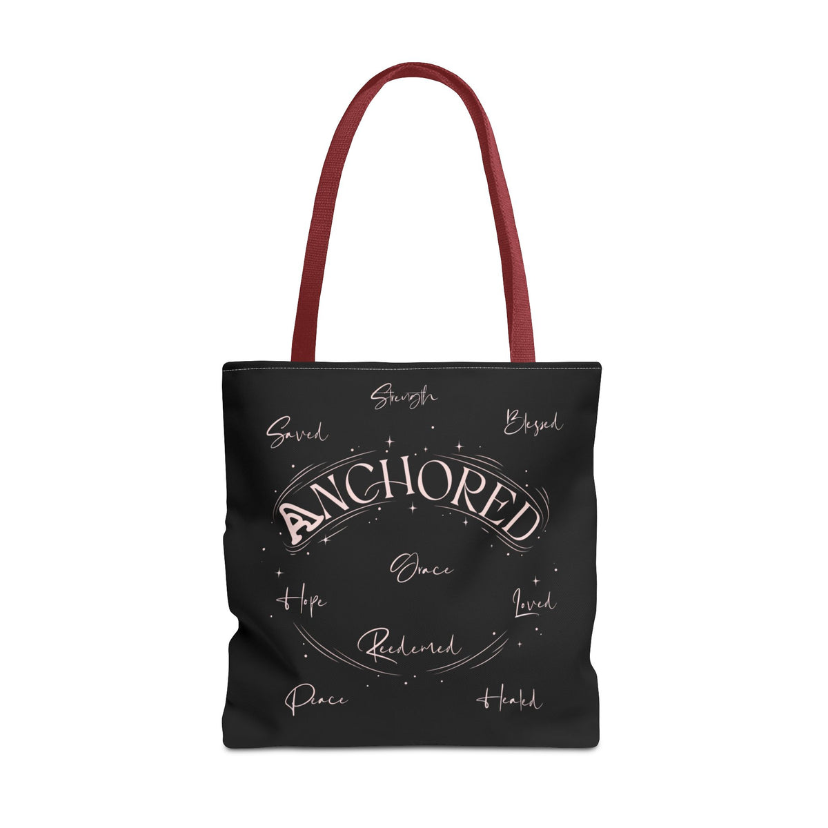 Anchored Inspirational Tote Bag — 'Anchored' Script Design