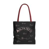Anchored Inspirational Tote Bag — 'Anchored' Script Design