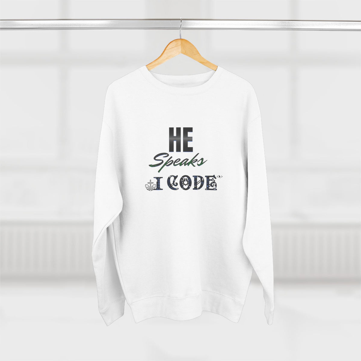 He Speaks I Code Sweatshirt — Programmer Pride Crewneck