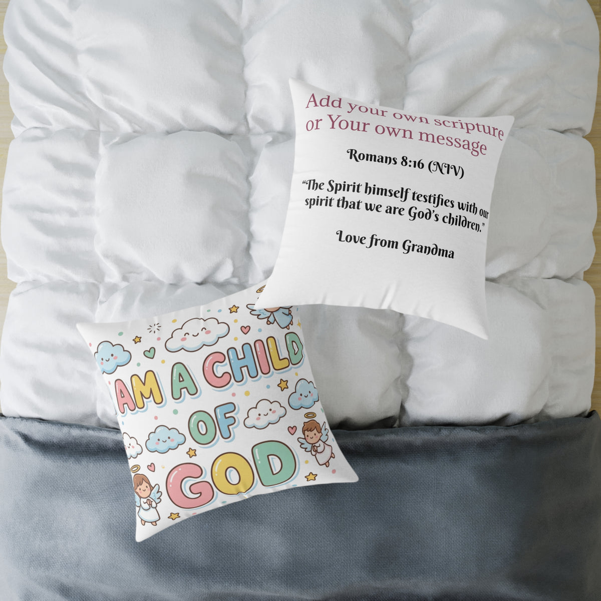 I Am a Child of God Pillow Light Color — Personalized Kids' Faith Decorative Throw Pillow