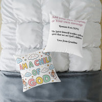 I Am a Child of God Pillow Light Color — Personalized Kids' Faith Decorative Throw Pillow