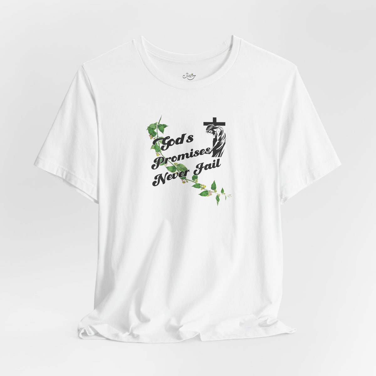 Faith T-Shirt — "God's Promises Never Fail" Christian Tee with Cross & Olive Branch Design