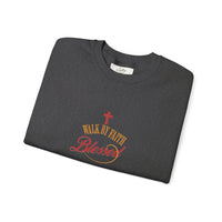 Unisex Christian Crewneck Sweatshirt — "Blessed" Faith Cross Graphic