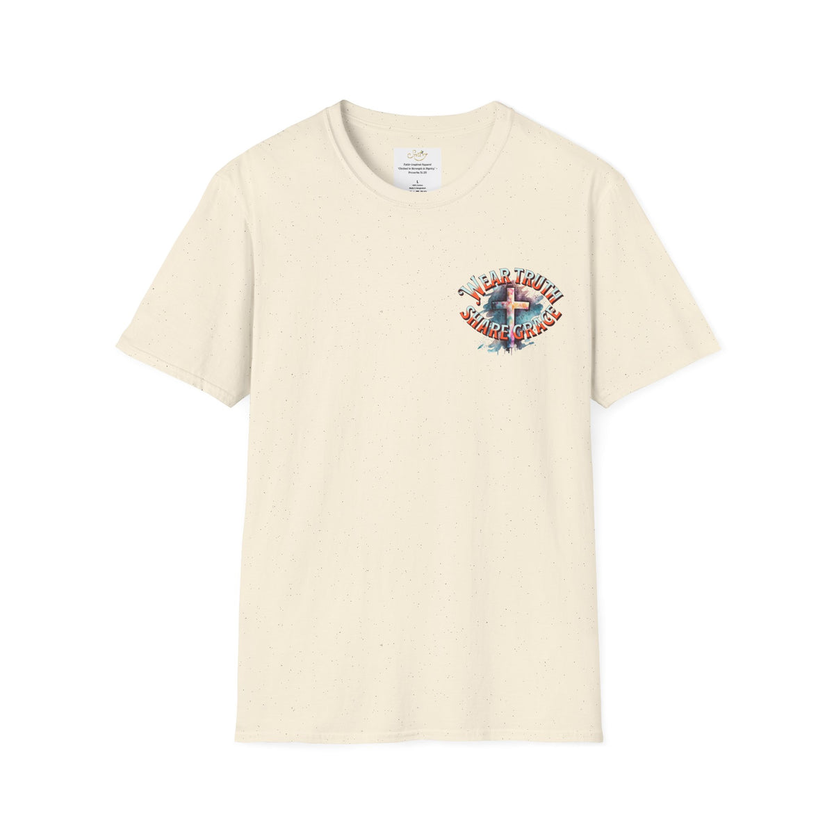 Christian Cross T‑Shirt — "Wear Truth Share Grace" Front & "Blessed" Back