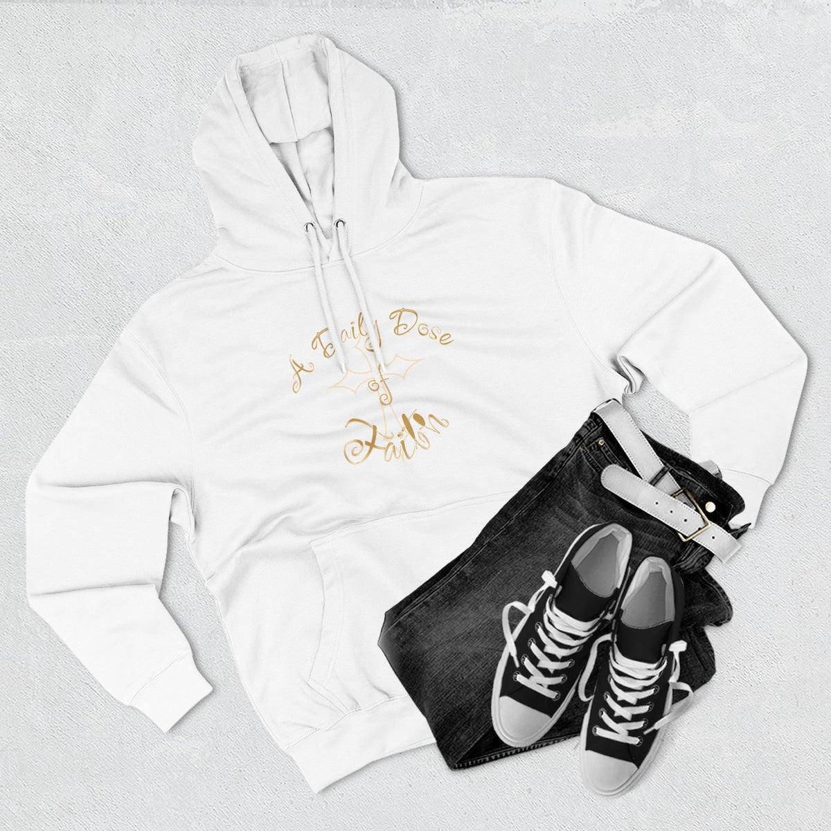 Faith Script Hoodie — "A Daily Dose of Faith" Gold Script Fleece Hoodie