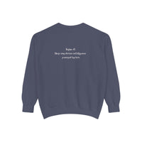 Faith Cross Sweatshirt — "Love is the Original Algorithm" Christian Crewneck