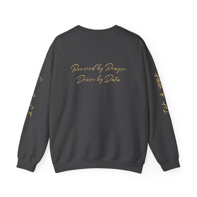 Christian AI Crewneck Sweatshirt - "Amen & AI" Gold Script, "Powered by Prayer, Driven by Data"