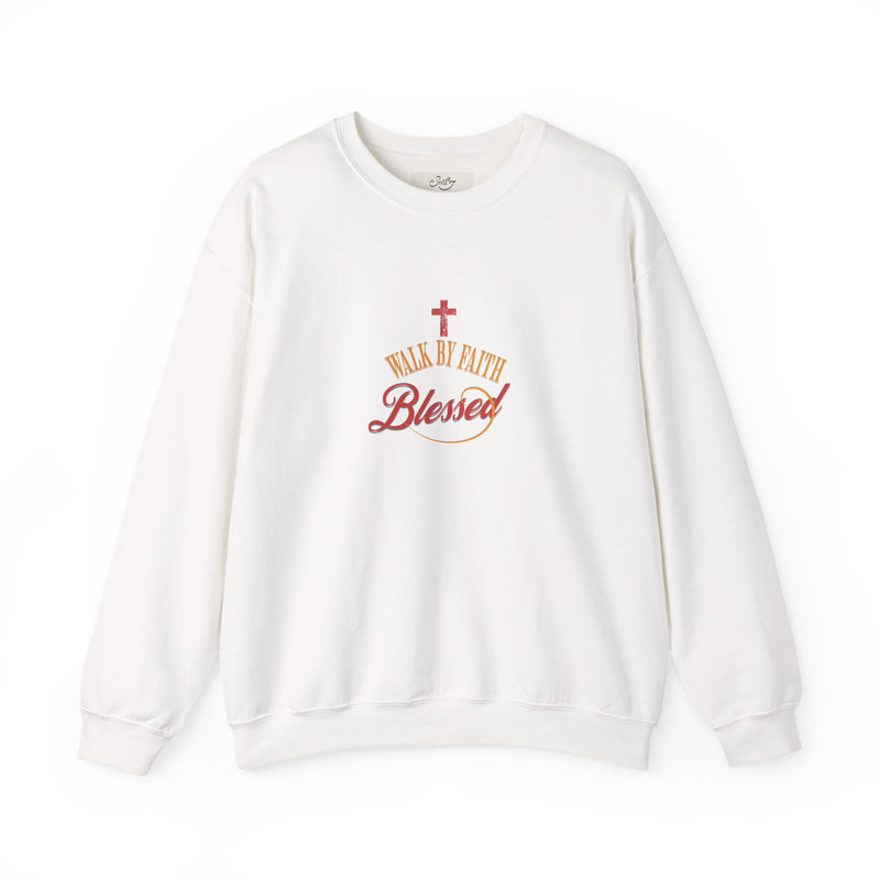 Unisex Christian Crewneck Sweatshirt — "Blessed" Faith Cross Graphic