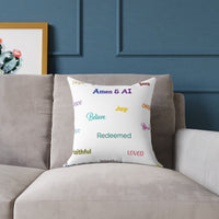 Inspirational Words Square Pillow — 'Amen & Al' Faith Accent Cushion