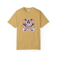 Patriotic T-Shirt — "250 Years Bold, United We Stand" with "God Bless America"