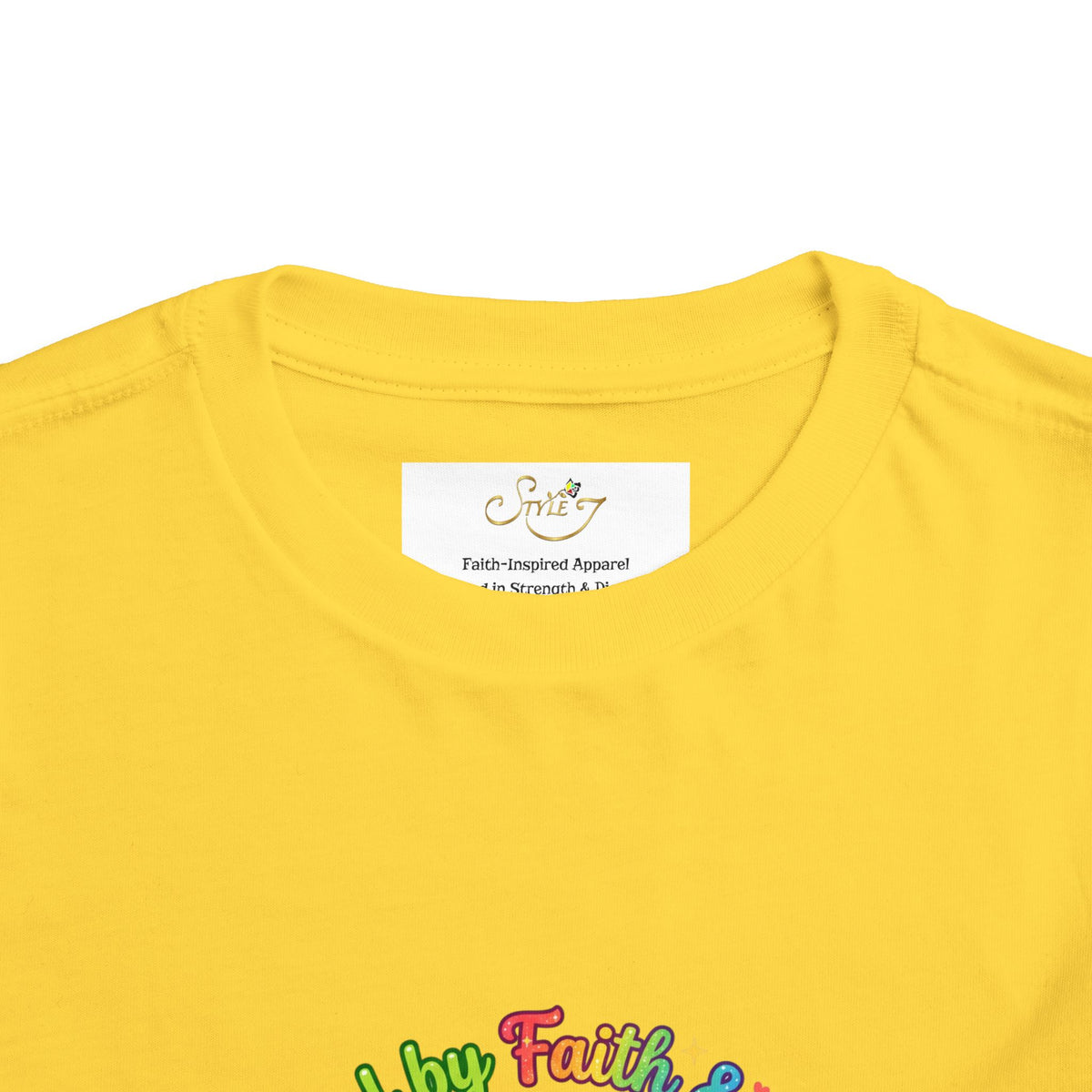 Toddler Tee — Cute Kawaii Strawberry "Powered by Faith & Giggles" Kids Shirt