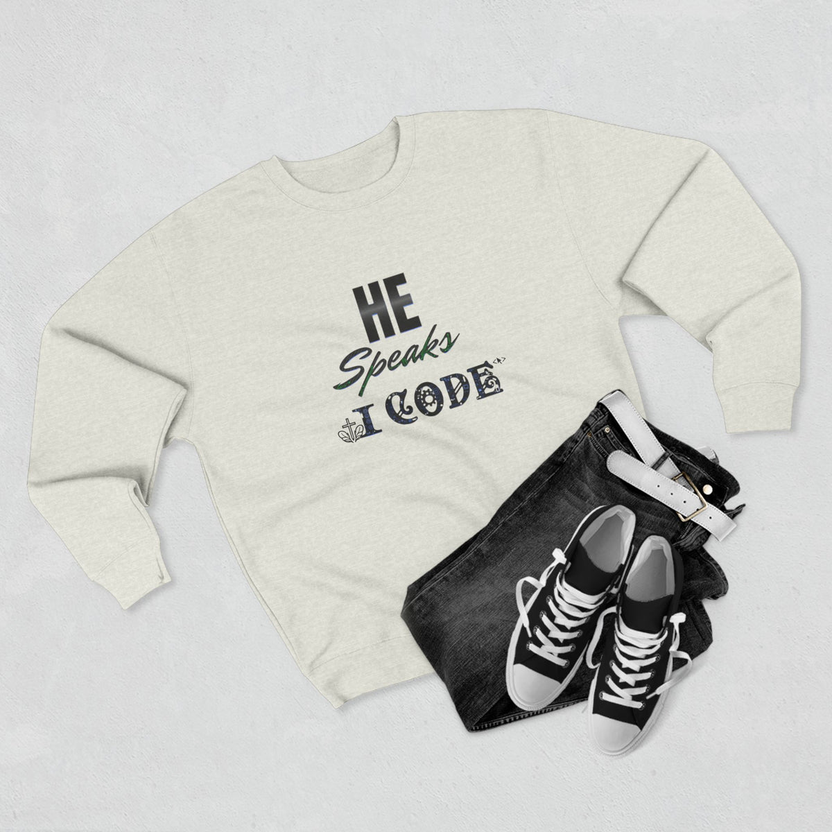 He Speaks I Code Sweatshirt — Programmer Pride Crewneck