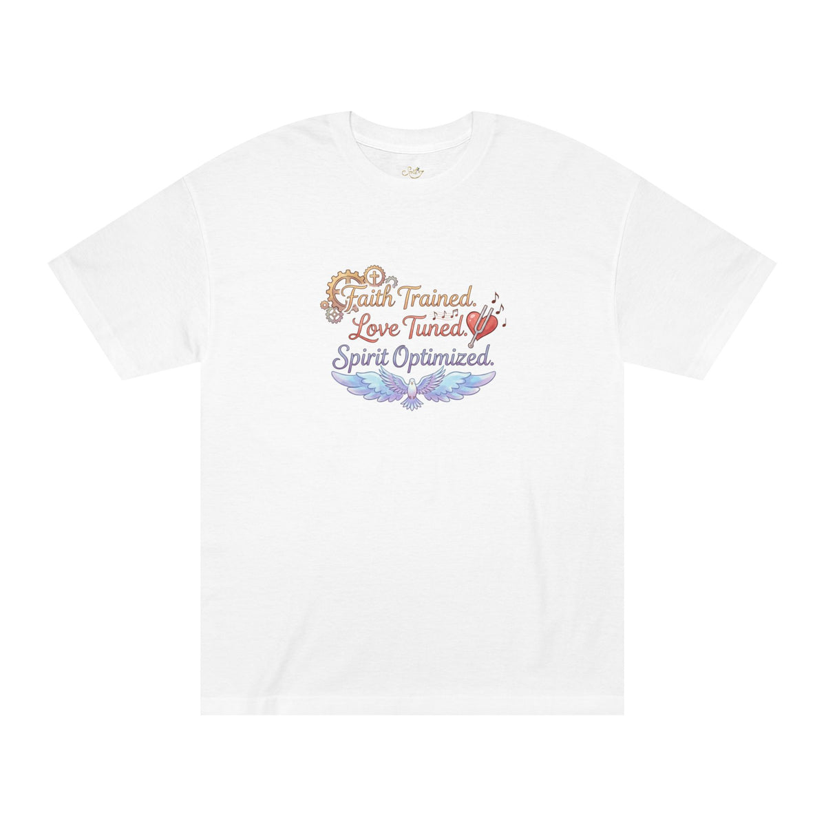 Classic Tee — Faith Trained, Love Tuned, Spirit Optimized Inspirational Graphic Shirt