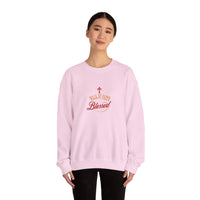 Unisex Christian Crewneck Sweatshirt — "Blessed" Faith Cross Graphic
