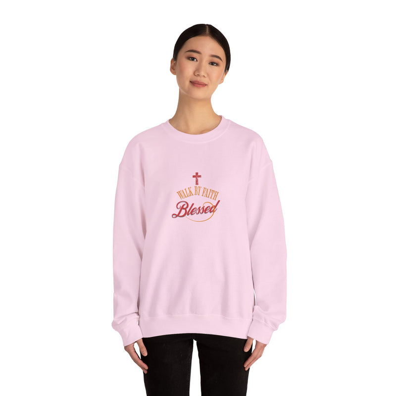 Unisex Christian Crewneck Sweatshirt — "Blessed" Faith Cross Graphic