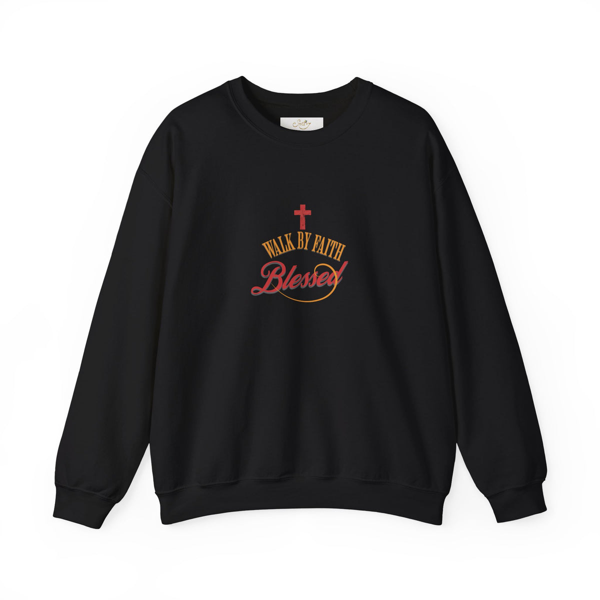 Unisex Christian Crewneck Sweatshirt — "Blessed" Faith Cross Graphic
