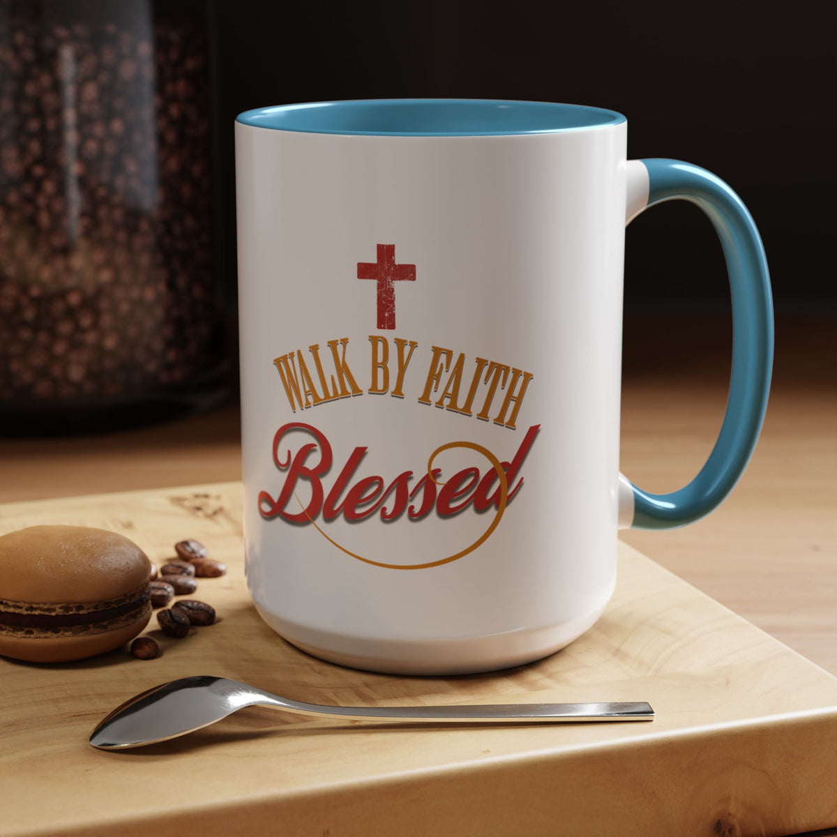 Blessed Coffee Mug — "Walk by Faith" Inspirational Christian Mug