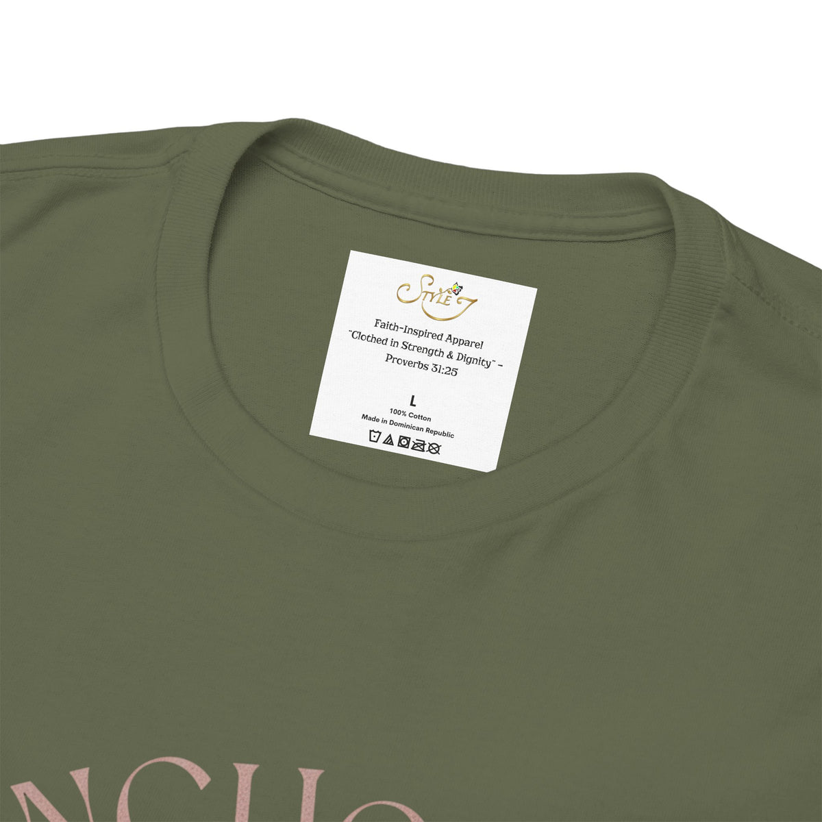 Anchored Faith T-Shirt — "Anchored" Calligraphy with Faith, Hope & Grace