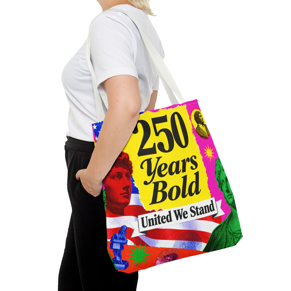 250 Years Bold Tote Bag — "United We Stand" Patriotic Anniversary Tote