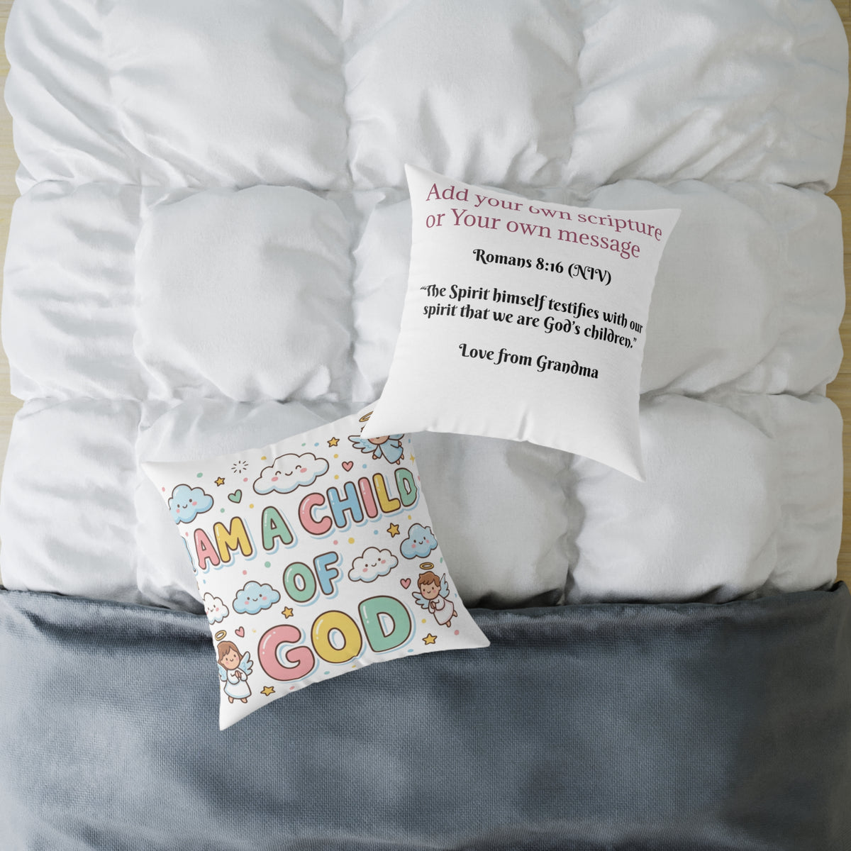 I Am a Child of God Pillow Light Color — Personalized Kids' Faith Decorative Throw Pillow
