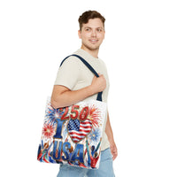 USA 250 Celebration Tote Bag — I Love USA Fireworks Patriotic Shopper