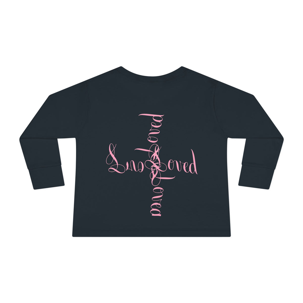 Toddler Tee — "Loved" Cute Teddy Bear Cross Design Long Sleeve