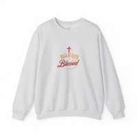 Unisex Christian Crewneck Sweatshirt — "Blessed" Faith Cross Graphic