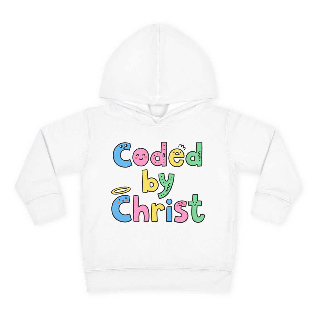 Toddler Hoodie — "Coded by Christ" Colorful Christian Kids Pullover
