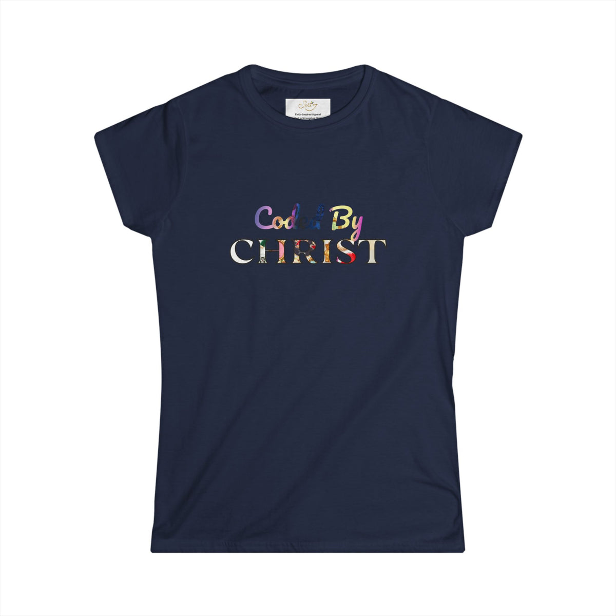 Coded By Christ Women’s Tee — Pastel Script Faith T‑Shirt