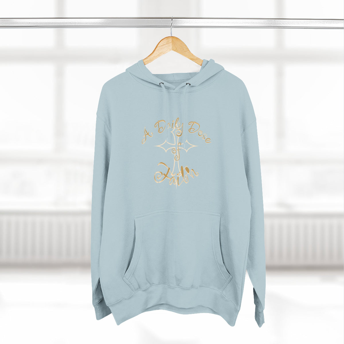 Faith Script Hoodie — "A Daily Dose of Faith" Gold Script Fleece Hoodie