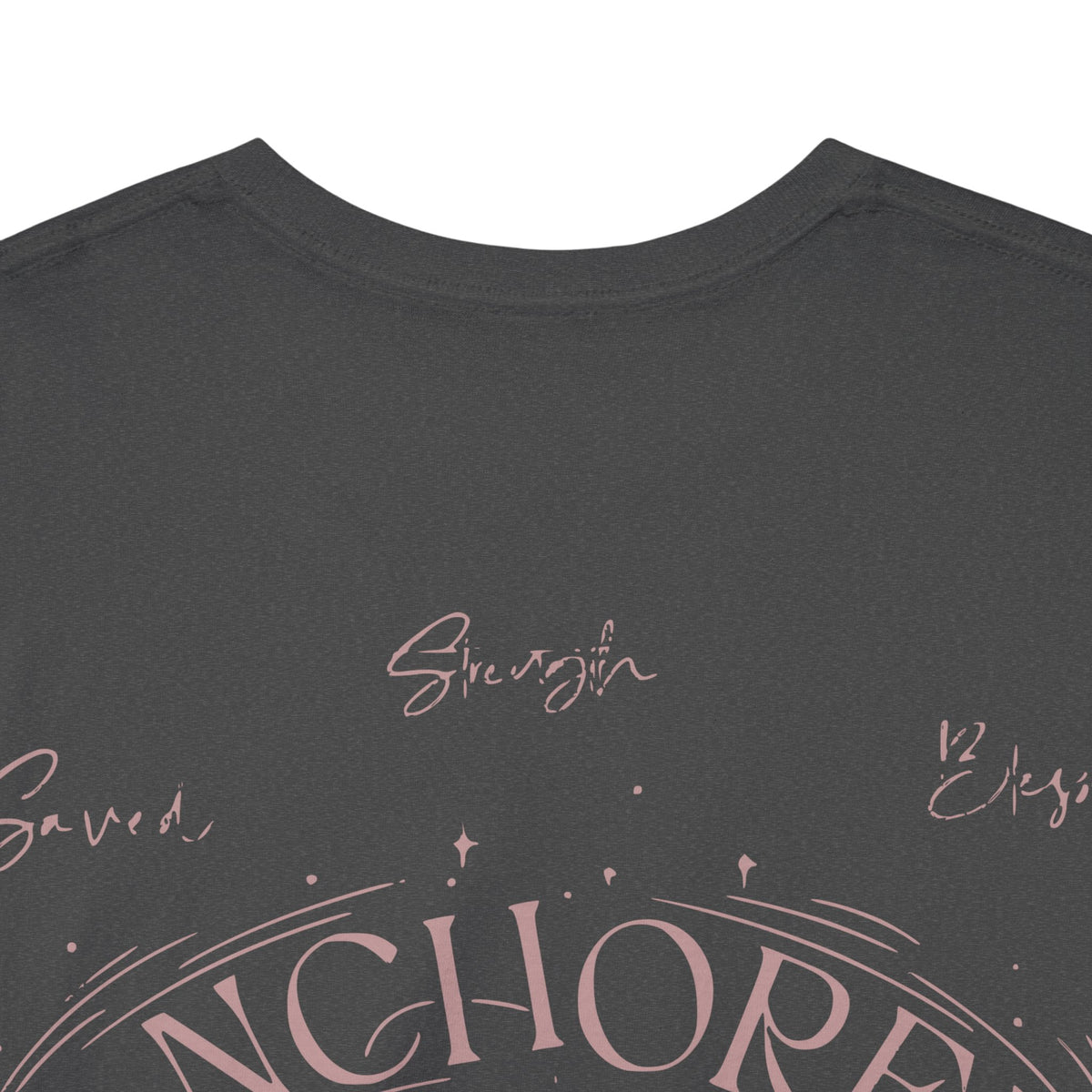 Anchored Faith T-Shirt — "Anchored" Calligraphy with Faith, Hope & Grace