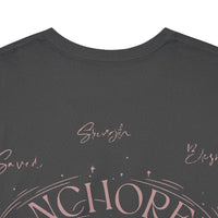 Anchored Faith T-Shirt — "Anchored" Calligraphy with Faith, Hope & Grace
