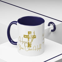 Christian Scripture Coffee Mug – Romans 15:13 Gold Calligraphy Accent Mug (11/15oz)