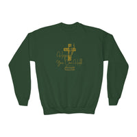 Youth Crewneck Sweatshirt - Gold Glitter Cross “Hope You Can Hold” Christian Tee