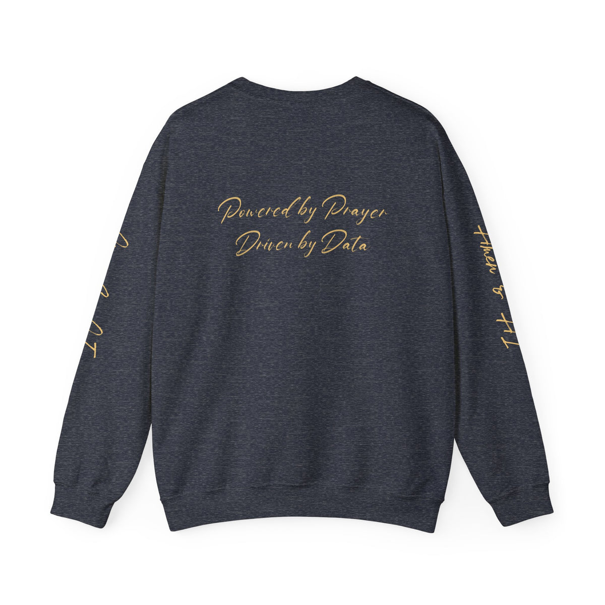 Christian AI Crewneck Sweatshirt - "Amen & AI" Gold Script, "Powered by Prayer, Driven by Data"