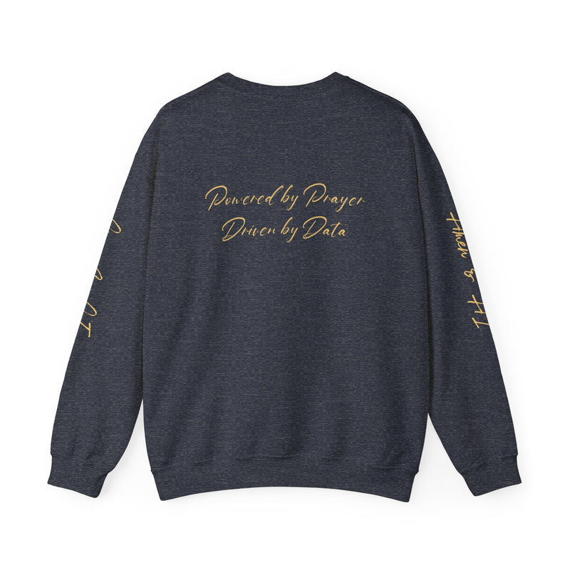 Christian AI Crewneck Sweatshirt - "Amen & AI" Gold Script, "Powered by Prayer, Driven by Data"
