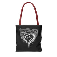 Black Heart Art Tote — "Love is the Original Algorithm" All-Over Print Tote Bag